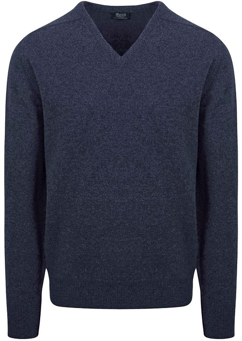 William Lockie V-Neck Lambswool Indigo Melange Product