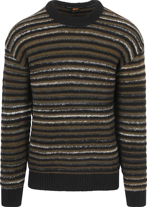 BOSS Pullover Aturn Wool Blend Streifen Schwarz Product