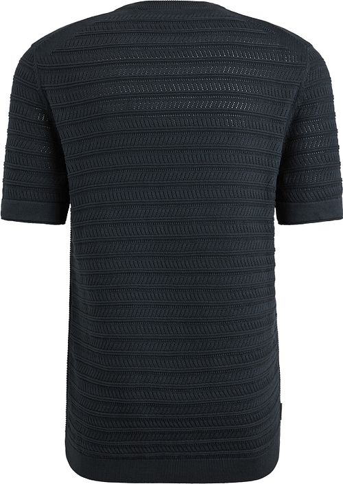 Cast Iron Knitted Jacquard T-shirt Navy Product / Achterkant