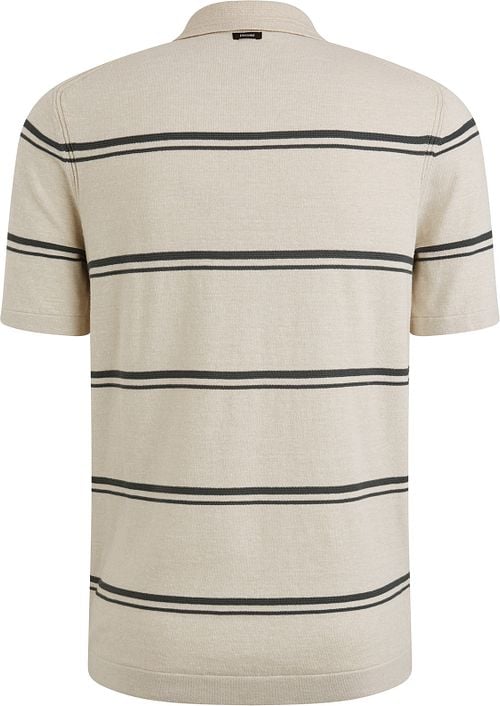 Vanguard Knitted Poloshirt Streep Beige Product / Achterkant