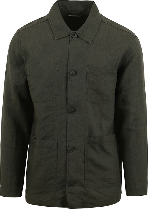 KnowledgeCotton Apparel Overshirt Linen Dark Green Product