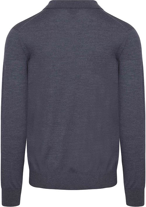 King Essentials The Robert Long Sleeve Polo Merino Anthracite Product / Achterkant