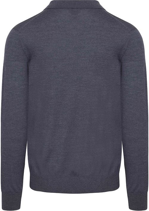 King Essentials The Robert Long Sleeve Poloshirt Merino Anthrazit Product / Achterkant