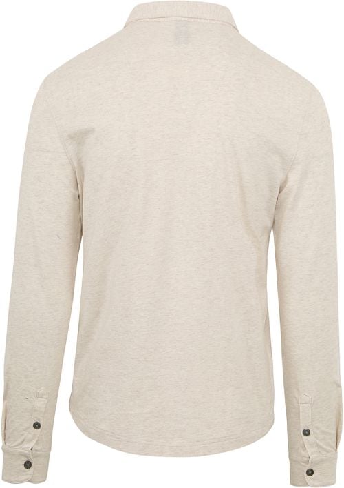 Profuomo Polo Manches Longues Beige Melange Product / Achterkant