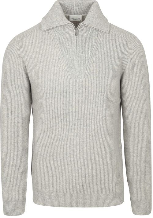 Profuomo Half Zip Pullover Merinowol Melange Grijs Product