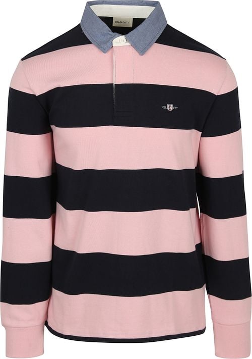 Gant Polo Heavy Rugger Shield Rayures Marine Rose Product