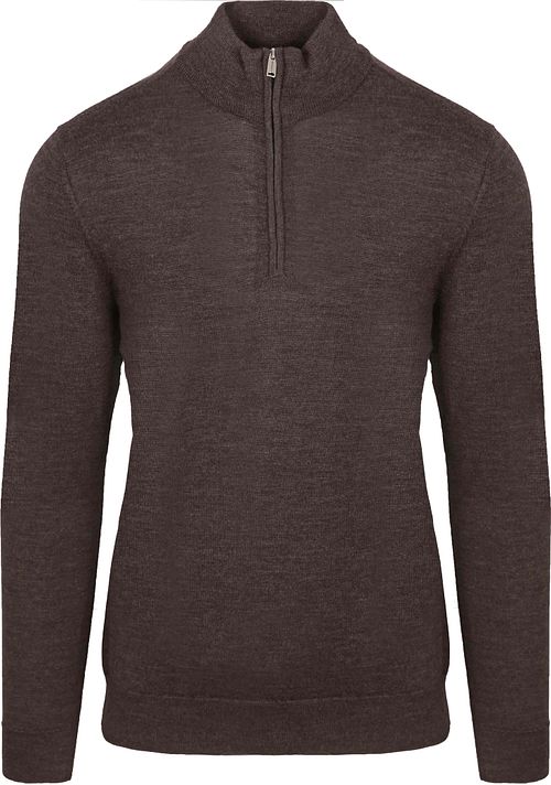 Profuomo Half Zip Pullover Merino Wool Dark Brown Product