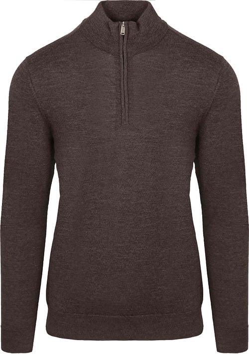 Profuomo Half Zip Pullover Merinowol Donkerbruin Product