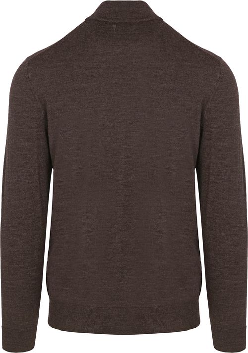 Profuomo Half Zip Pullover Merino Wool Dark Brown Product / Achterkant