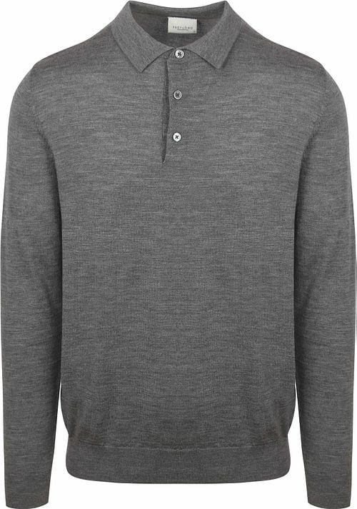 Profuomo Longsleeve Polo Shirt Merino Wool Grey Product