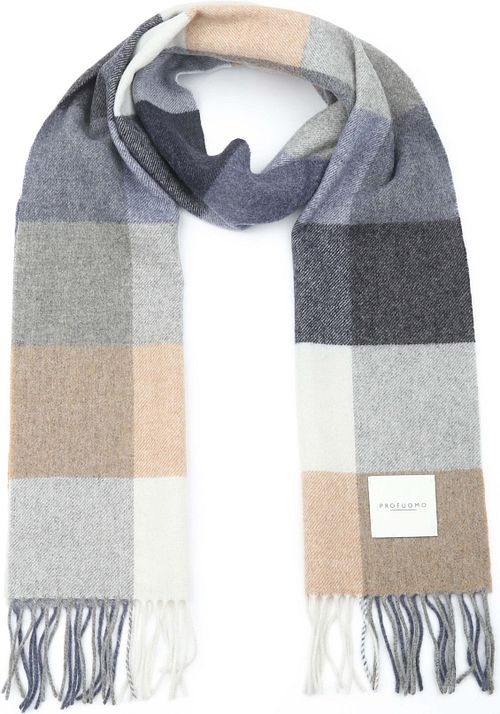 Profuomo Scarf Wool Checks Blue Product