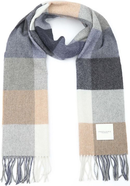 Profuomo Sjaal Wol Ruiten Blauw Product