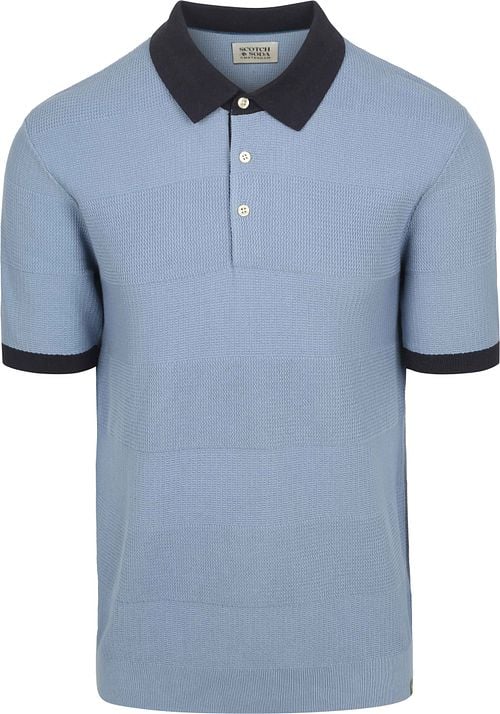 Scotch And Soda Knitted Polo Shirt Structure Blue Product