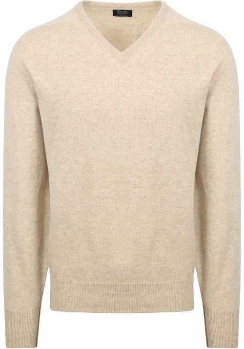 William Lockie V-Neck Lambswool Linen Beige Product