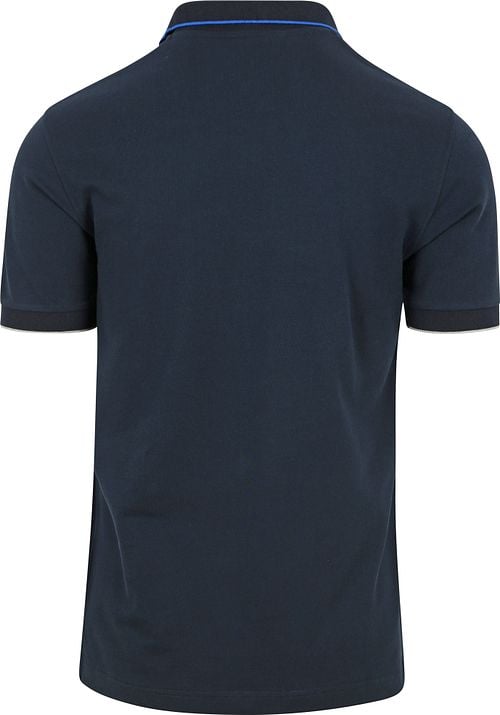 Sun68 Polo Shirt Small Stripe Collar Navy Product / Achterkant