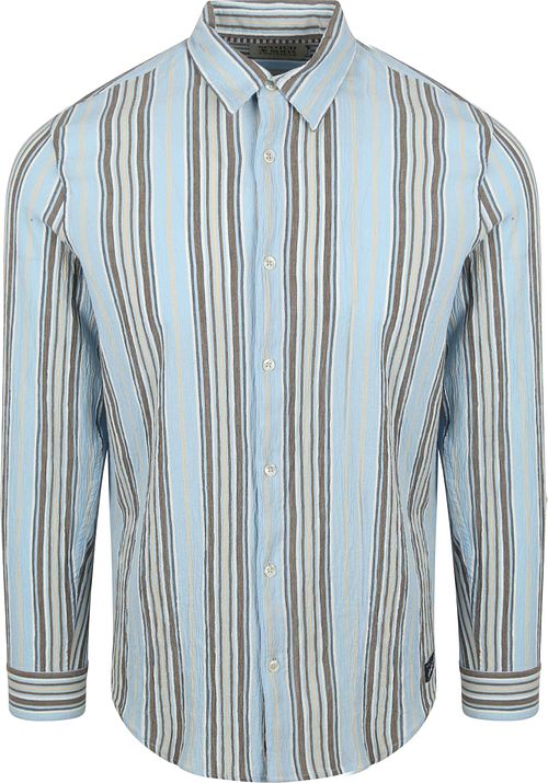 Scotch and Soda Chemise Crinkled Stripe Bleu Clair Product