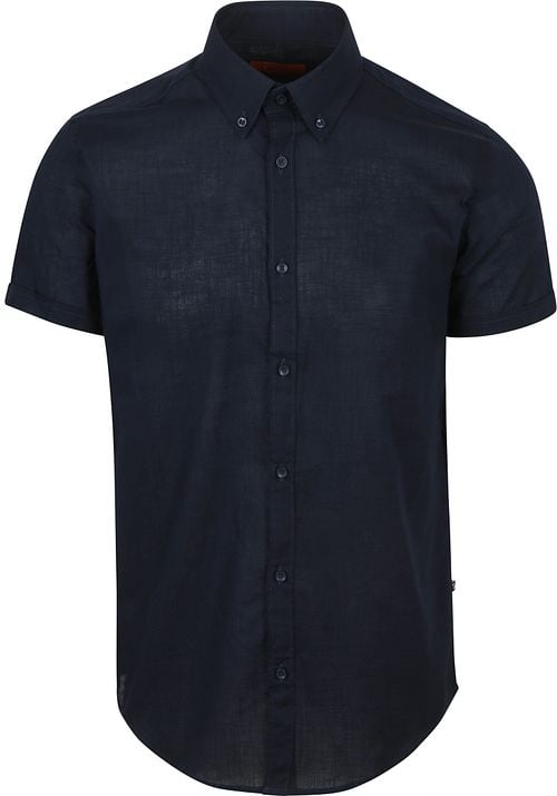 Suitable Short Sleeves Shirt Cotton Slub Navy Product
