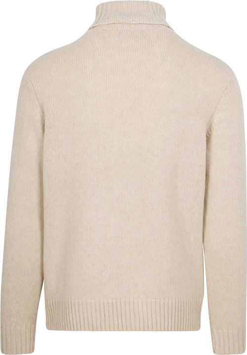 Suitable Pull Col Roulé Cable Laine Ecru Product / Achterkant