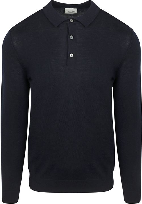 Profuomo Longsleeve Polo Laine Merino Marine Product