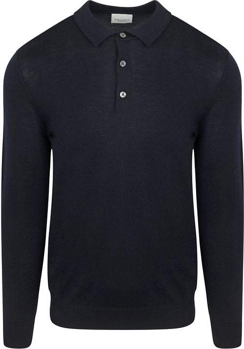 Profuomo Longsleeve Polo Shirt Merino Wool Navy Product