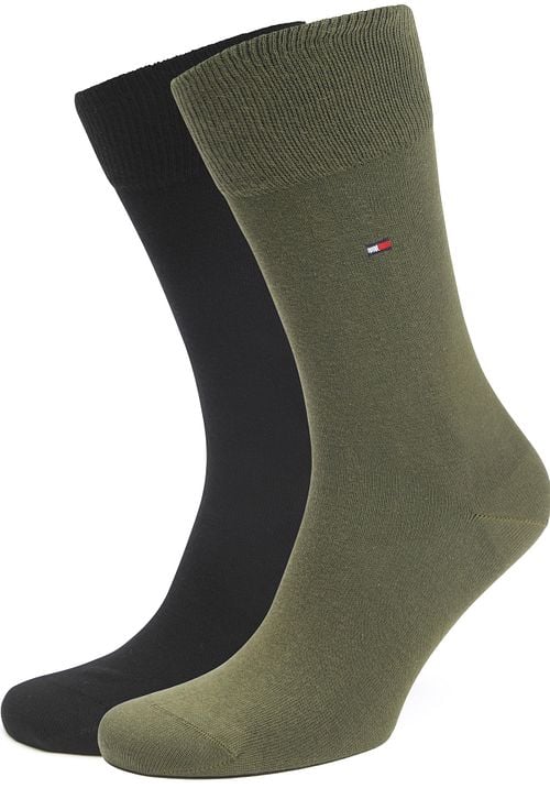 Tommy Hilfiger Chaussettes Classique Lot de 2 paires Vert Noir