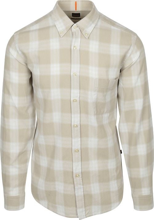 BOSS Rickert Overhemd Ruit Beige