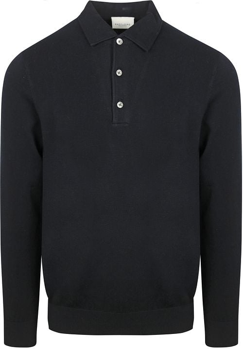 Profuomo Longsleeve Polo Shirt Luxury Basic Navy Product