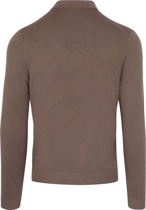 Suitable Compact Cotton Poloshirt Taupe Product / Achterkant