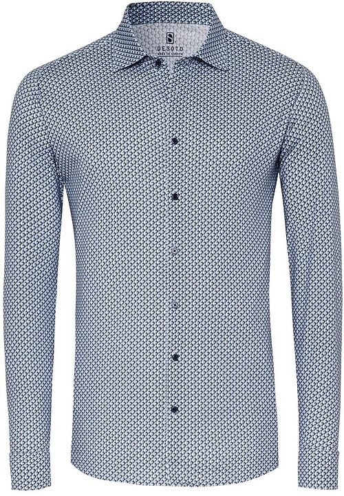 Desoto Overhemd Print New Moon Blauw Product
