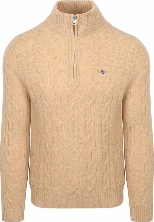 Gant Halfzip Lambswool Sweater Cable Beige
