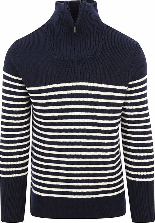 KnowledgeCotton Apparel Pullover Wool Navy Halfzip Product