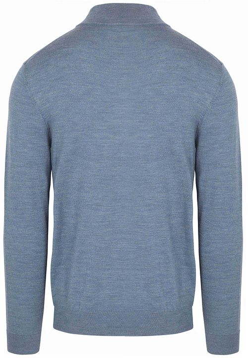 Profuomo Pullover Half Zip Laine Merino Bleu Melange Product / Achterkant