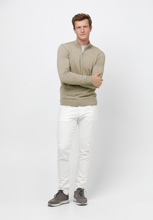 Profuomo Half Zip Pullover Luxury Beige Model / Voorkant