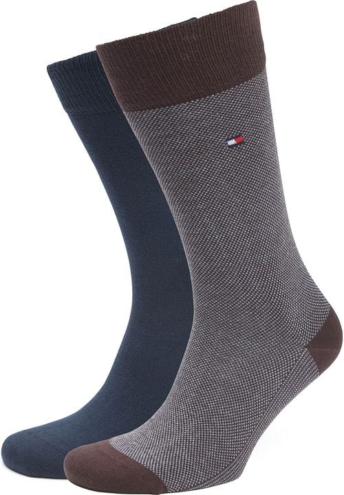 Tommy Hilfiger Chaussettes Lot de 2 paires Birdseye Burgundy Navy
