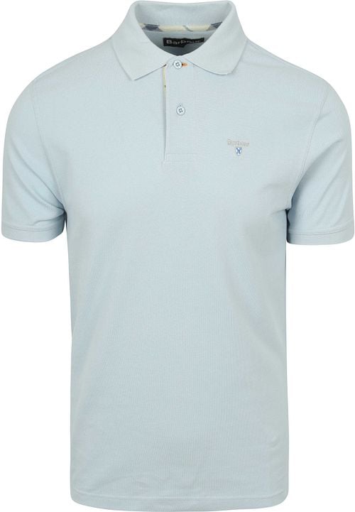 Barbour Tartan Pique Polo Shirt Light Blue Product