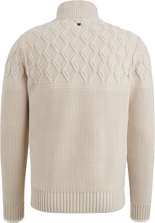 PME Legend Knitted Half Zip Trui Ecru Product / Achterkant