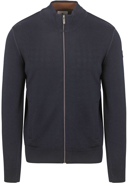 State Of Art Cardigan Fine Contrast Wool Blend Navy Product