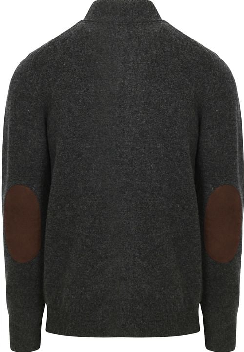 Barbour Zip Cardigan Lambswool Patch Dark Grey Product / Achterkant
