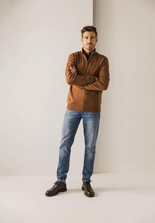 State Of Art Half Zip Pullover Hazelnut Brown Model / Voorkant