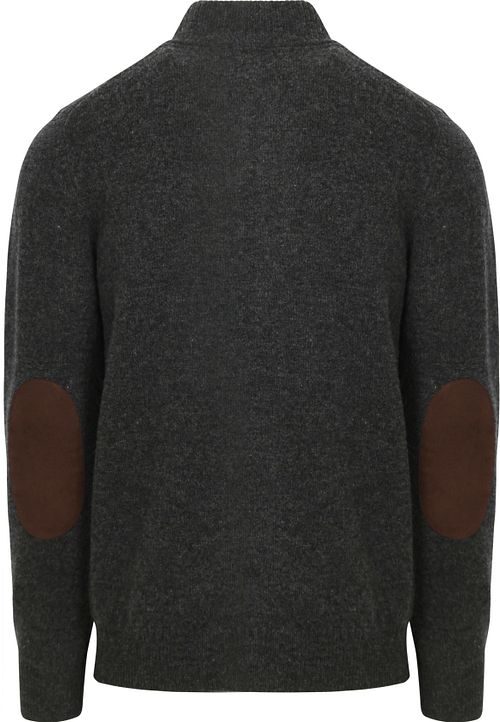 Barbour Zip Cardigan Lambswool Patch Dark Grey Product / Achterkant