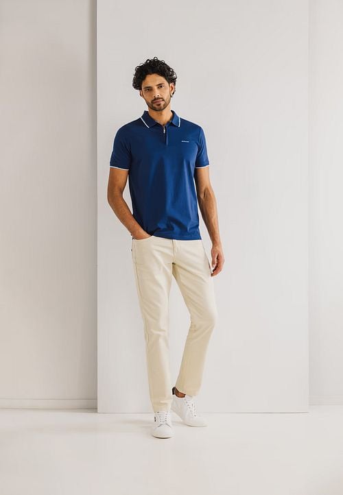 State of Art Poloshirt Jersey Navy Model / Voorkant