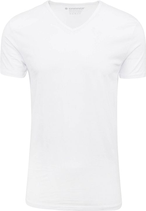 Garage Stretch Basic T-Shirt Weiß V-Ausschnitt Product