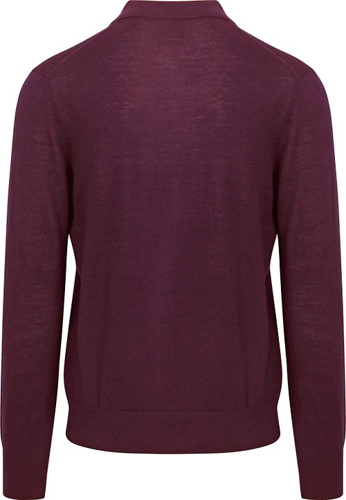 King Essentials The Robert Long Sleeve Polo Merino Burgundy Product / Achterkant