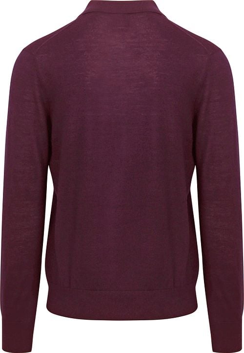King Essentials The Robert Long Sleeve Poloshirt Merino Burgundy Product / Achterkant