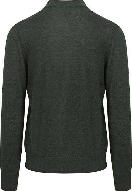 King Essentials The Robert Long Sleeve Poloshirt Merino Dunkelgrün Product / Achterkant