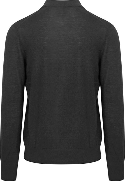 King Essentials The Robert Long Sleeve Polo Merino Noir Product / Achterkant