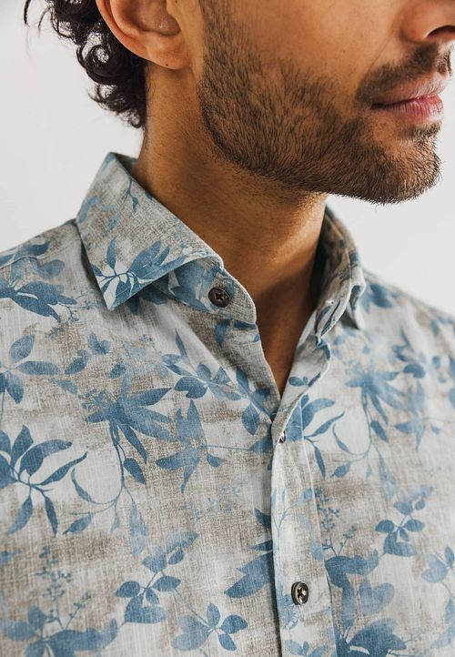 State Of Art Overhemd Print Struc Model / Detail