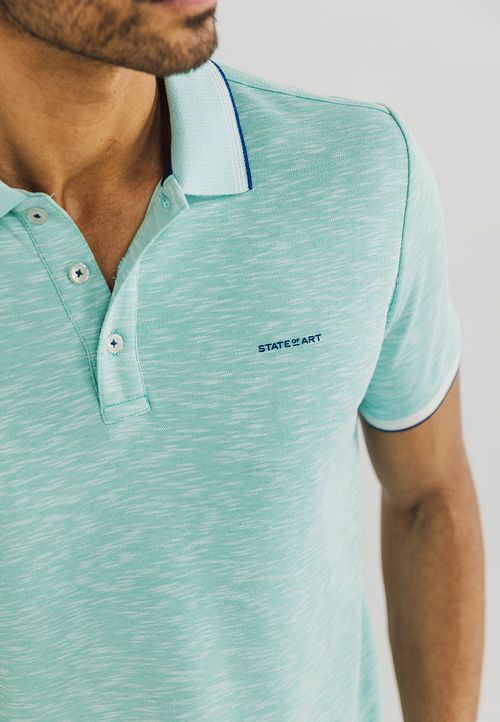 State of Art Polo Slubmelange Light blue Model / Detail