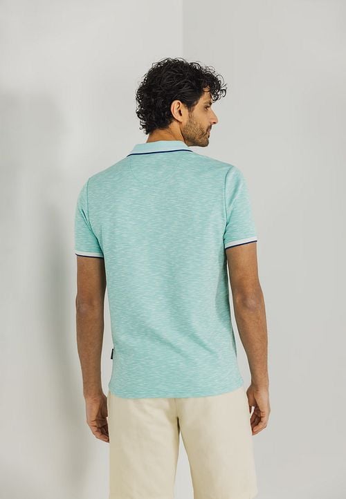 State of Art Polo Slubmelange Light blue Model / Achterkant