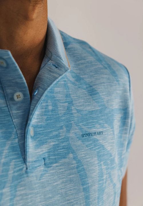 State of Art Poloshirt Faded Leaf Bleu Clair Model / Detail